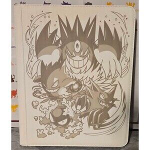 Mega Gengar 9 Pocket Top Loader Pokemon Binder (288 Cards) Laser Engrave WHITE